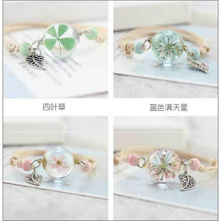 Vòng tay hoa thủy tinh hoa đào tam sinh tam thế lắc ctay nam nữ cổ trang