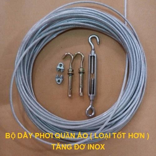 Dây phơi quần áo loại TỐT dài 5 m Tặng kèm Tăng Đơ INOX