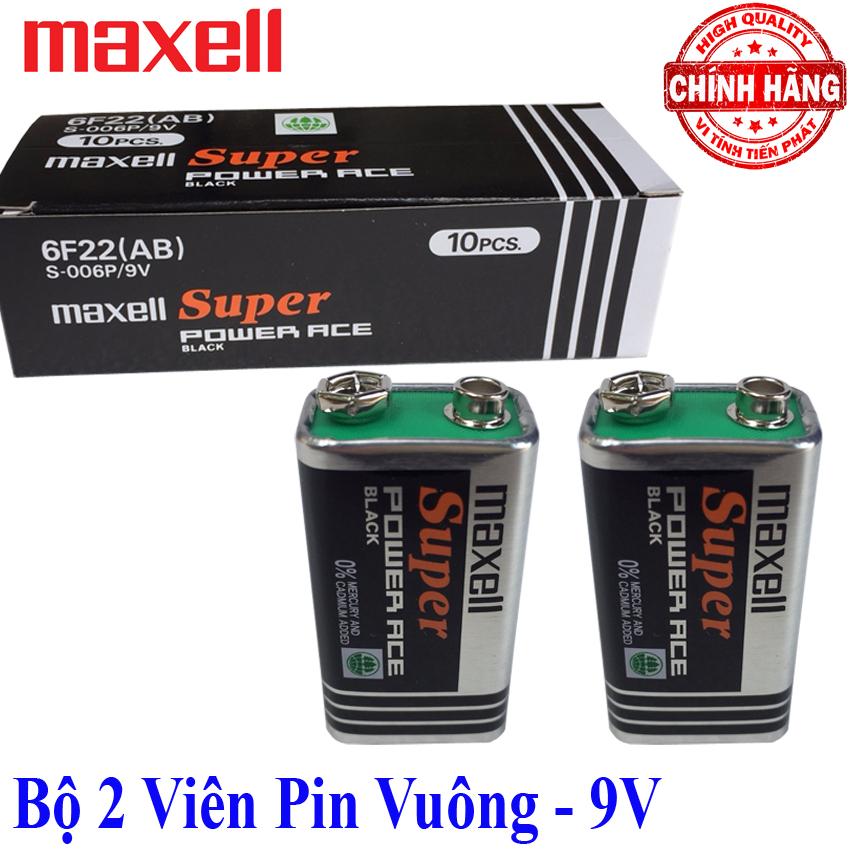 Bộ 2 viên pin vuông 9v maxell super power - mã pin 6f22