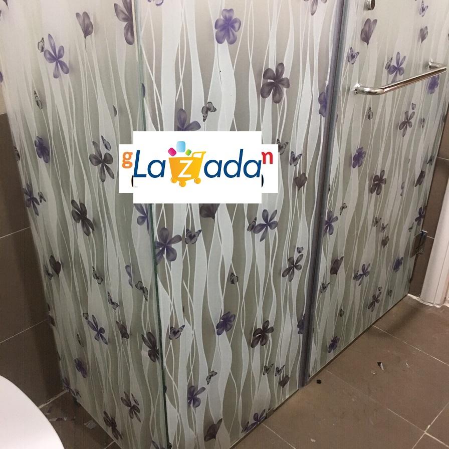5m Decal dán kính/kiếng mẫu hoa tím và bướm khổ 45cm