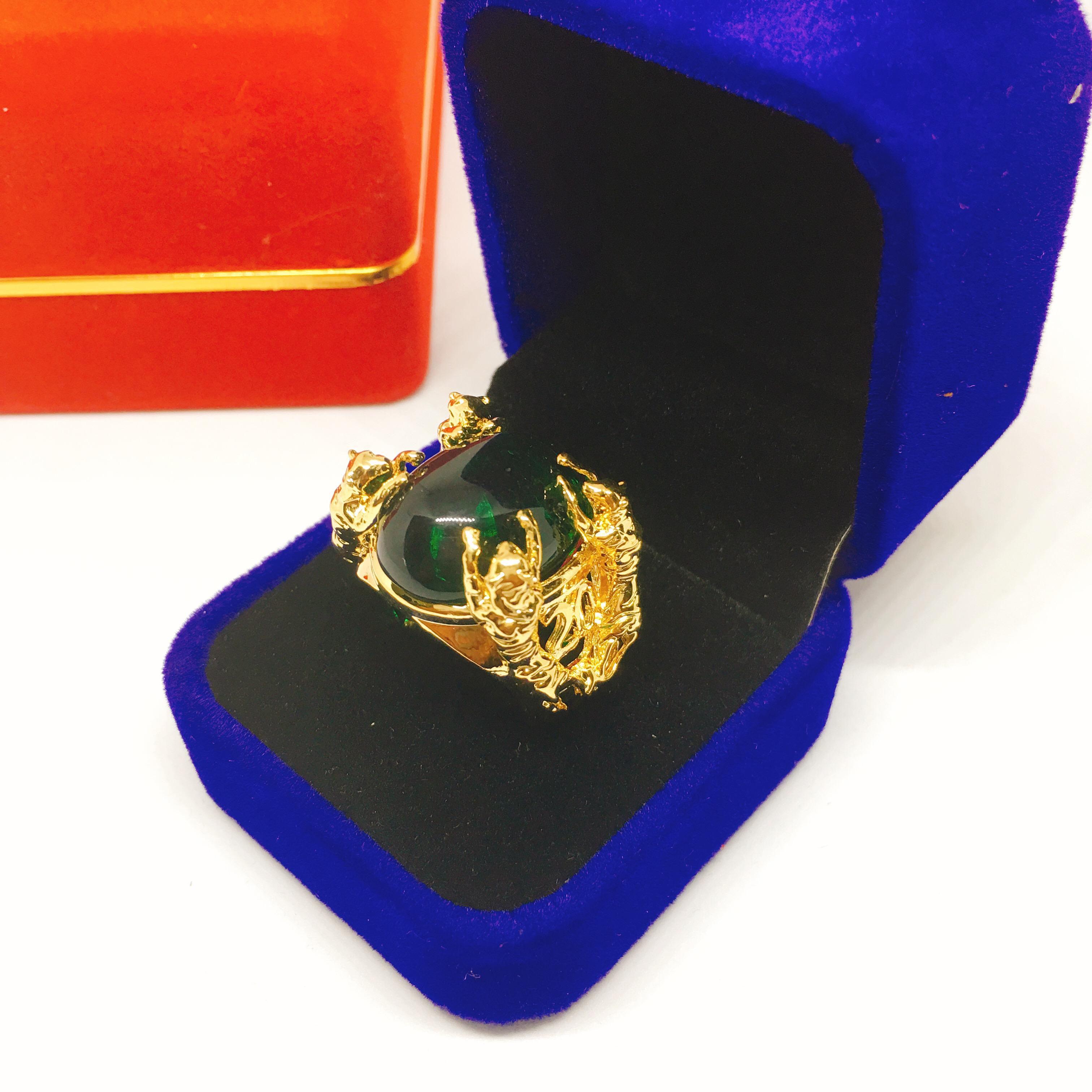 Phụ kiện giá rẻ Nhẫn nam đính đá mạ vàng cao cấp, may mắn ( xanh lục)