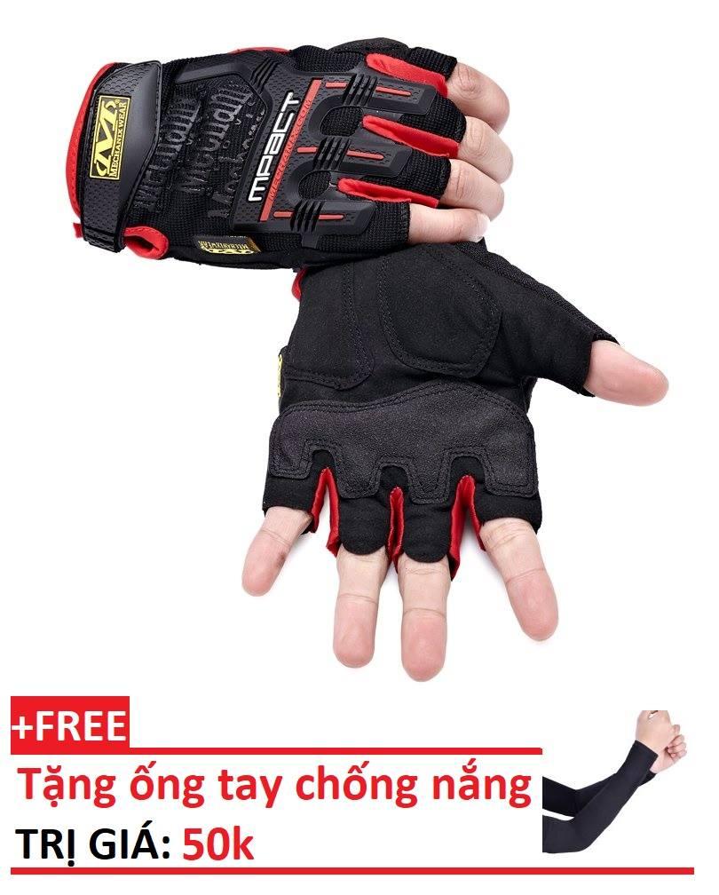[HCM]Găng tay cut ngón xe máy đi phượt impact găng tay nam găng tay phượt giá rẻ +tặng kèm găng tay chống nắng 50k