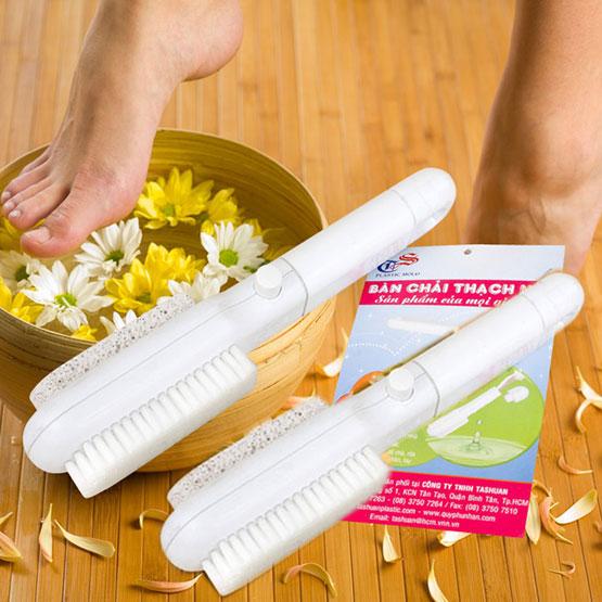Bộ 2 bàn chải chà gót chân 2 đầu thạch nhũ t.h tashuan