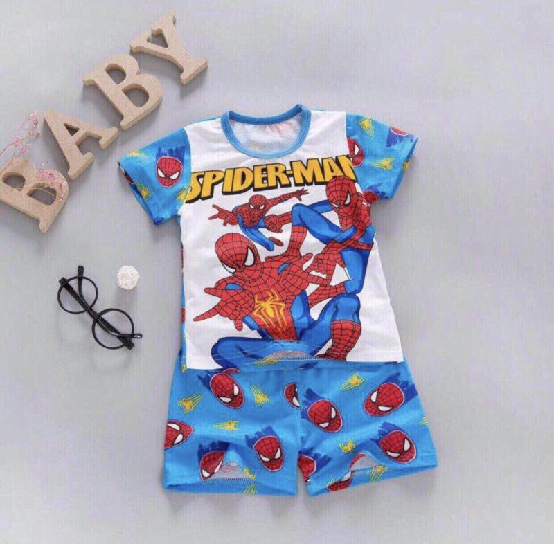 Nơi bán Bộ thun tay ngắn in spiderman từ 12kg đến 26kg - BT536