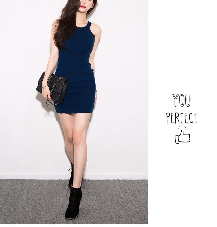 Đầm thun body cổ yếm