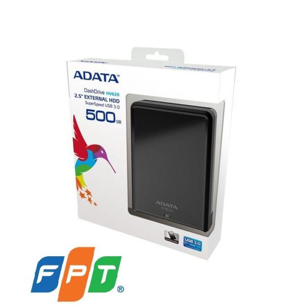 Ổ cứng gắn ngoài ADATA - 2,5 HV620 500GB USB 3.0 Đen Phân phối chính hãng FPT