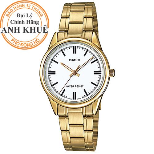 Đồng hồ nữ dây kim loại casio anh khuê ltp-v005g-7audf