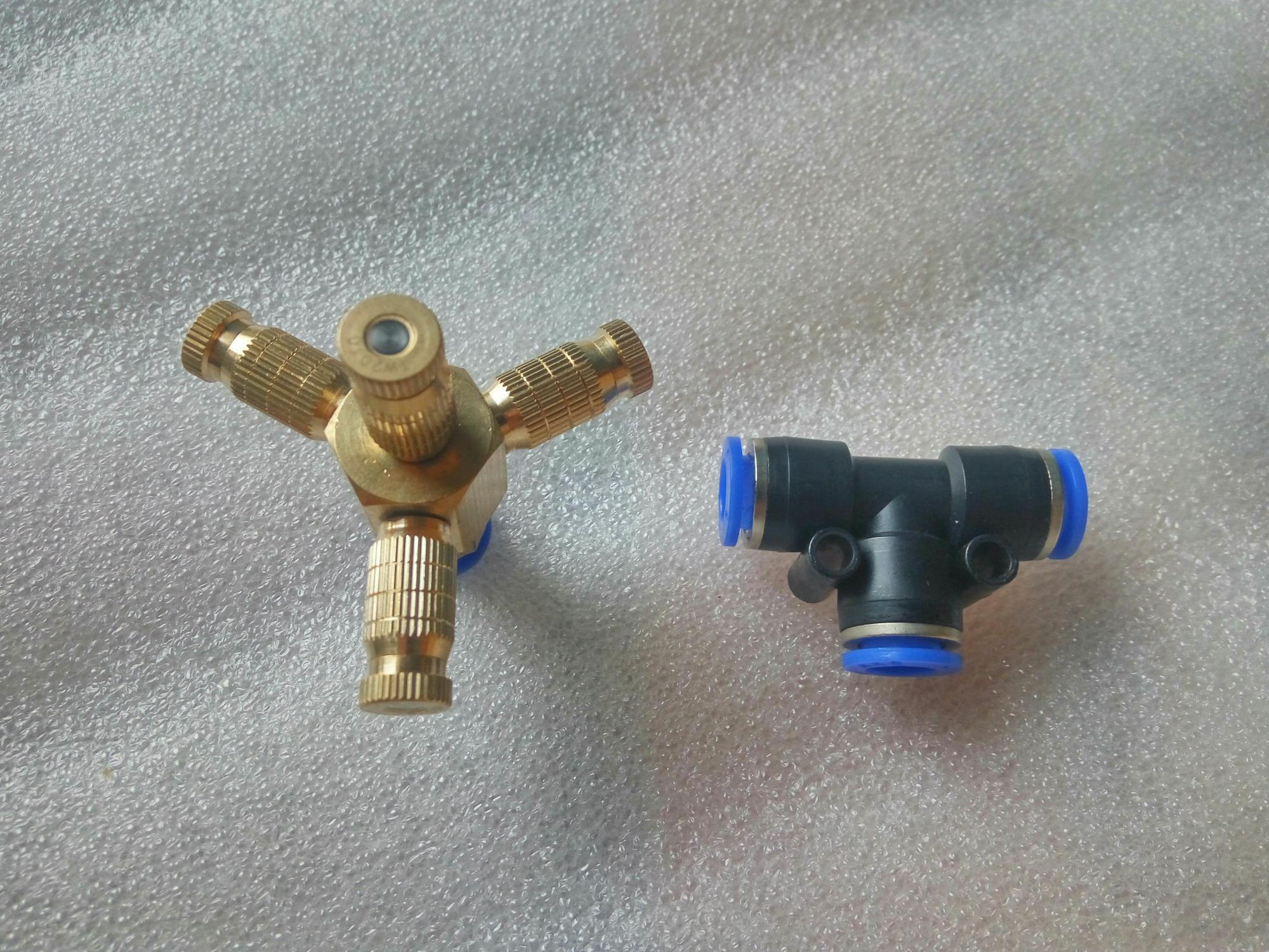 Béc phun sương tưới lan 4 đầu đồng. Tặng kèm nối ống T 8mm chuẩn