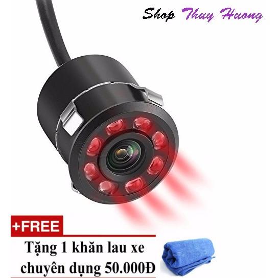 Camera ip - camera lùi hồng ngoại 8 led chuyên ban đêm, full hd, siêu chống nước - tặng khăn lau xe cao cấp
