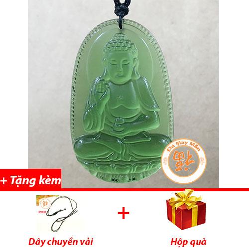 Mặt dây chuyền phật bản mệnh a di đà lưu ly xanh lá