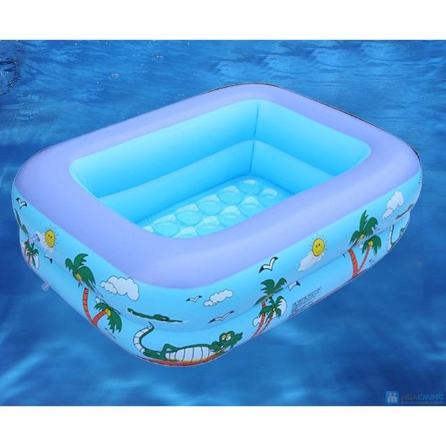 Mua Ho Boi Phao-Bồn Tắm Hơi Cho Bé-Chuyên phân phối bể bơi 3 tầng hình chữ nhật với kích thước 150x100x40cm, chất liệu PVC cao cấp dày dặn, chịu nhiệt tốt, có van xả dễ sử dụng.