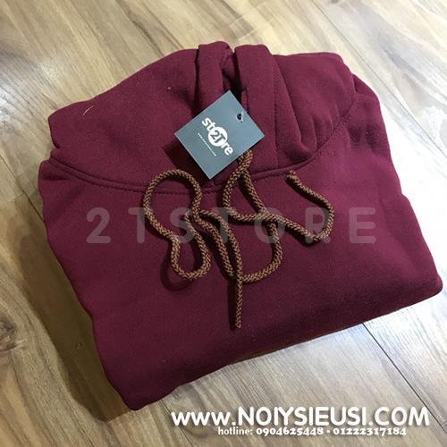 2T STORE ÁO KHOÁC HOODIE NỈ CÓ NÓN TRƠN ĐỎ RƯỢU NHO 2TAKN08001.jpg