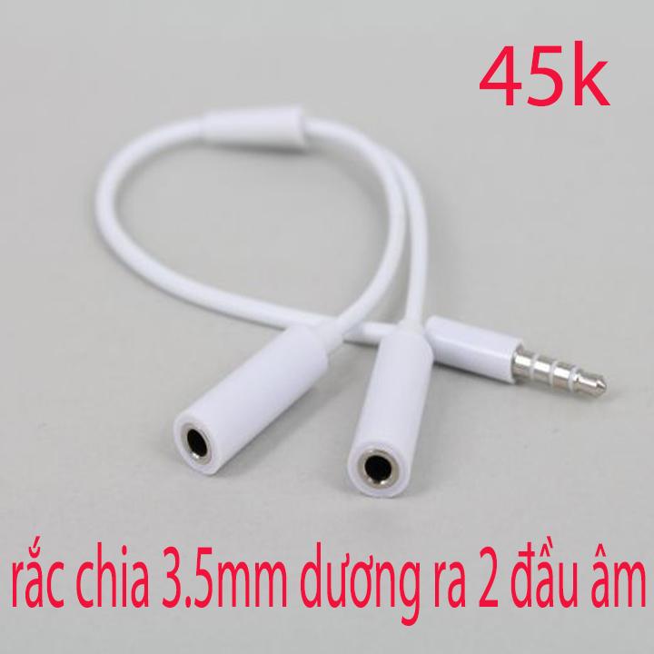Cáp chia âm thanh jack 3.5mm dương ra 2 đầu 3.5mm âm