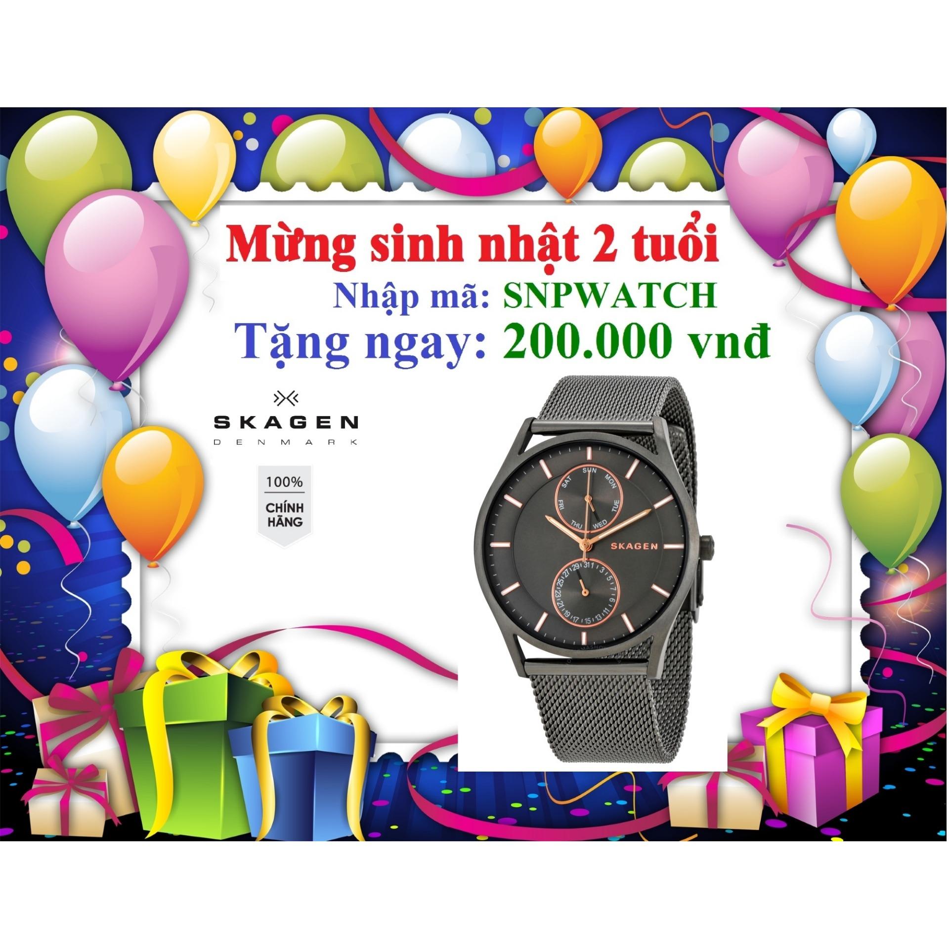 Đồng hồ đan mạch thời trang nam dây kim loại skagen skw6180 - mặt 40mm