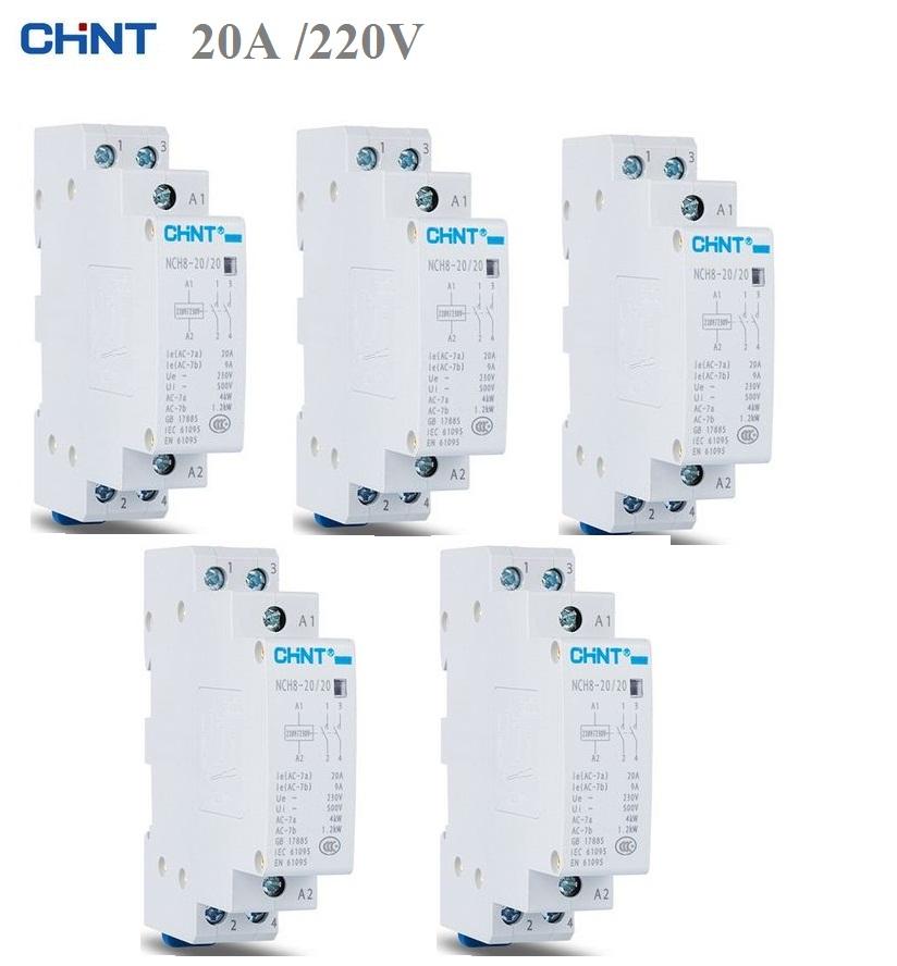 Bộ 5 khởi động từ, contactor CHINT NCH8 20A (Trắng)