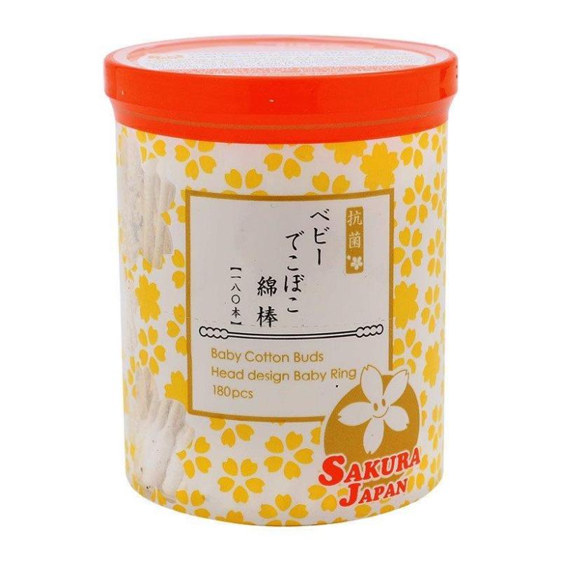 Tăm bông Sakura xoắn kháng khuẩn cho Baby (180que/lọ) BT12