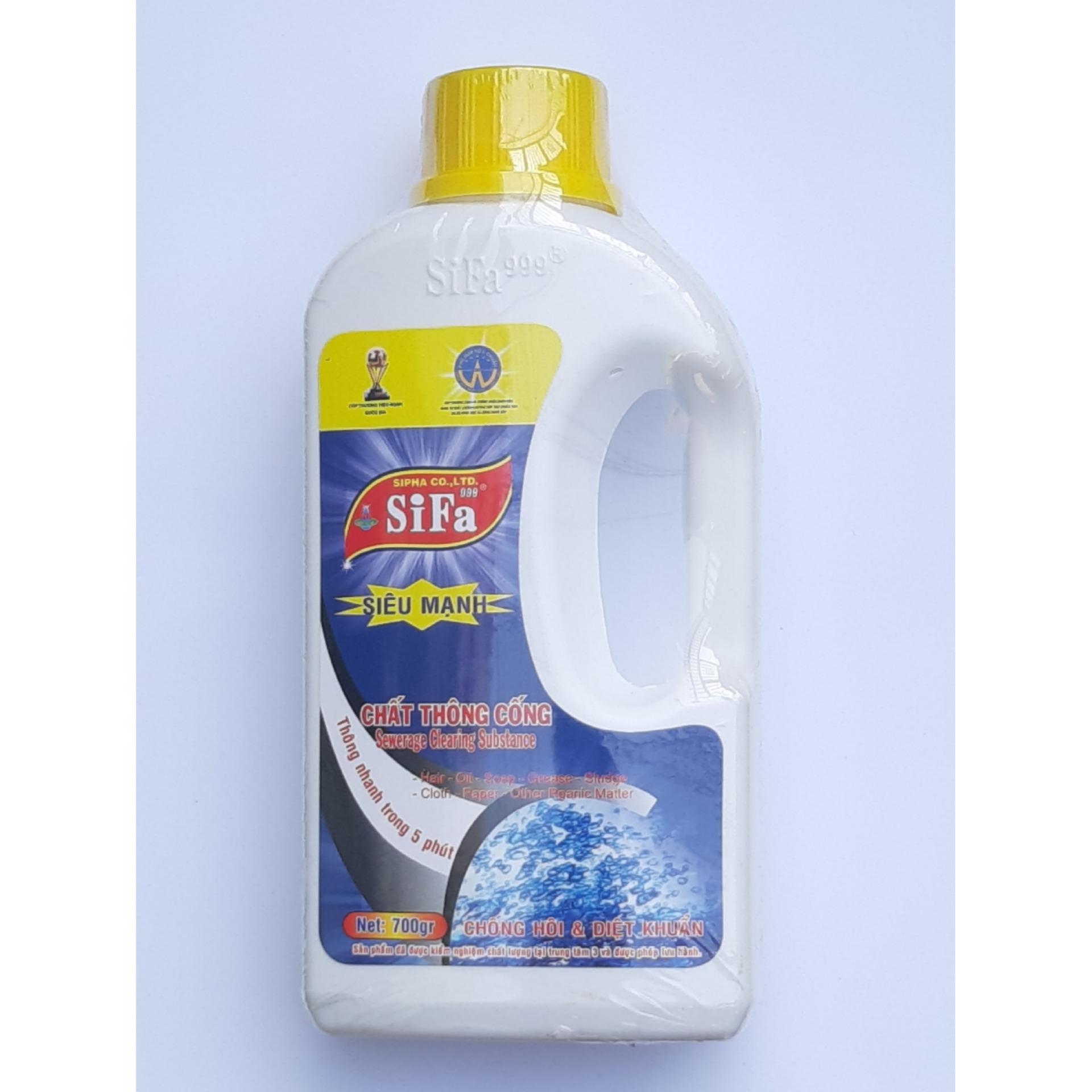 Chất thông tắc cống chống hôi Siêu mạnh 5 phút 700g Sifa giải quyết tắc nghẽn đường ống do tóc & rác thải, phân hủy thức ăn mảng bám lâu nắm gây nghẹt cầu cống, thông bồn cầu lavabo toilet, phân hủy tóc rác cặn bã dầu mỡ