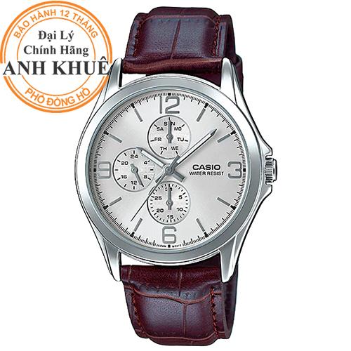 Đồng hồ nam dây da casio anh khuê mtp-v301l-7audf