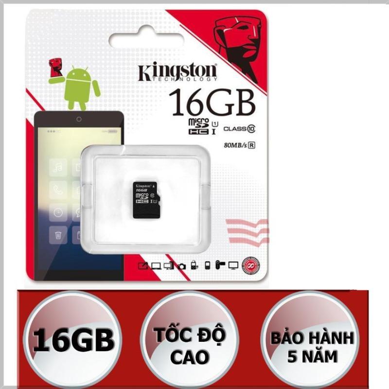 Thẻ nhớ Micro SDHC Kingston Class 10 UHS-I 80MB/s 16GB (Đen) - Hãng phân phối chính thức