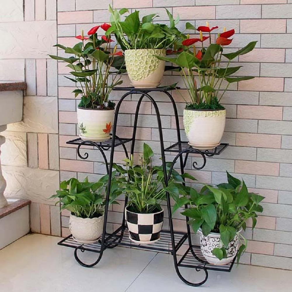 Kệ sắt để cây cảnh 6 tầng màu đen