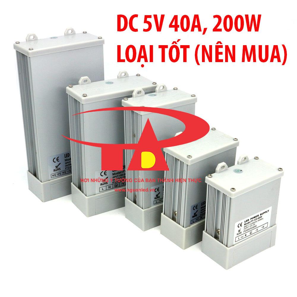Nguồn tổ ong, nguồn led 5V 40A Ngoài Trời, 200W (NÊN MUA), loại tốt, giá rẻ, chất lượng