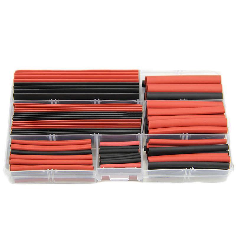 150pcs Assorted Heat Shrink Tubing Tube Set Polyolefin 2:1 Sleeving Wrap Wire Kit + Case Black Red