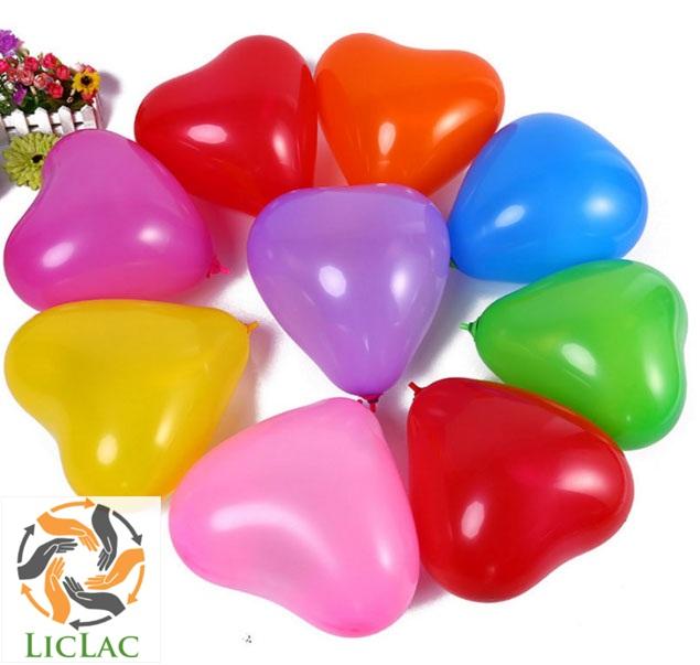 Bộ 100 Bong Bóng Hình Trái Tim Balloons Nhiều Màu Loại Tốt