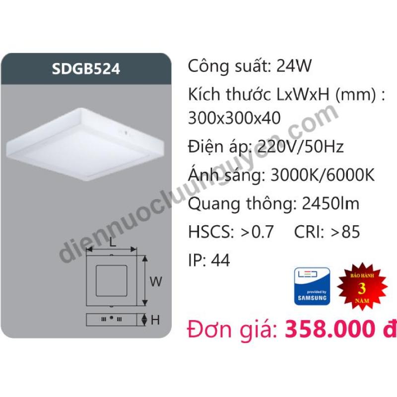 Đèn led Panel 24W DUHAL SDGB524