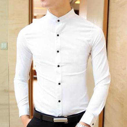 Sơ mi nam Cổ Tàu không nhăn, Sơ mi nam trơn giá rẻ, Áo sơ mi nam body hàn quốc chất mát