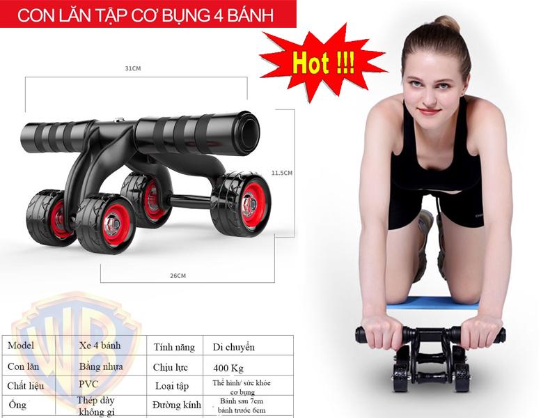 Con Lan Tap Bung , Con lăn tập cơ bụng 4 bánh, Máy tập cơ bụng Chuyên Dụng - Chất Lượng. Hỗ trợ tập bụng 6 múi hiệu quả tại nhà. Bảo hành 1 đổi 1, Giá Giảm Cực Sốc (-50%)