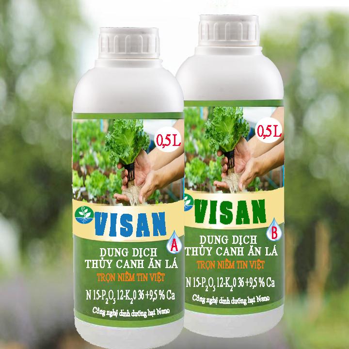 Phân bón dung dịch thủy canh ăn lá| hai chai 0,5 lít pha 250 lít 1200 PPm