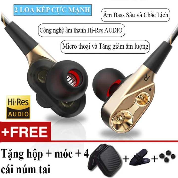 Tai nghe thể thao lõi kép siêu bass qkz ck8 remach rẻ mà chất có míc gaming, đàm thoại, học tiếng anh- 2 driver giá rẻ siêu bass - tặng kèm 4 đầu mút + hộp đựng cao cấp