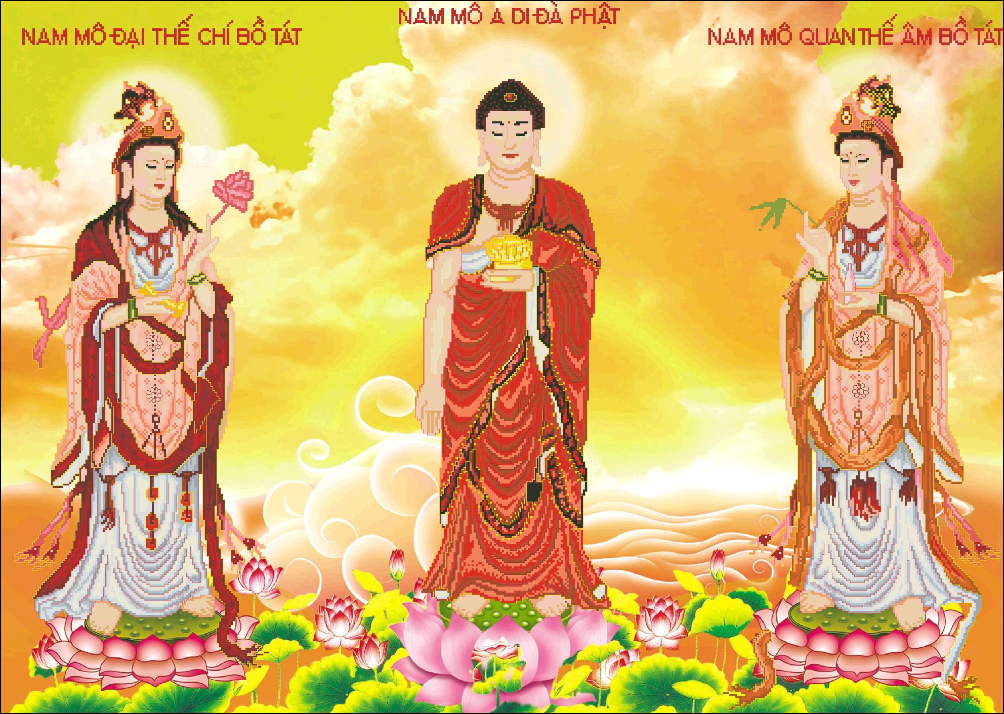 Tranh Thêu Chữ Thập Tam Thế Phật