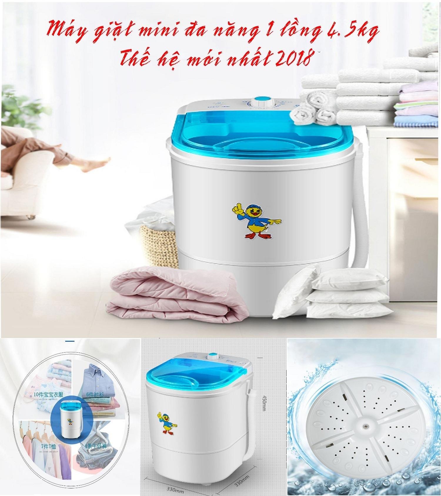 Máy giặt mini đa năng 1 lồng 4.5Kg chuyên dụng gia đình nhỏ, sinh viên 2018