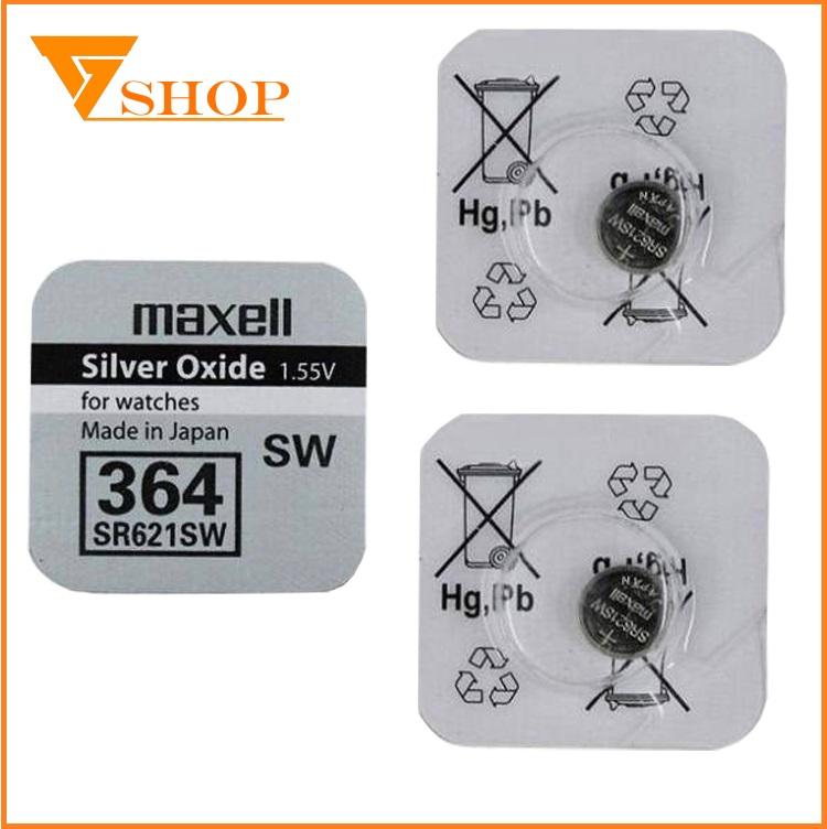 Combo 2 vỉ pin đồng hồ sr621sw maxell 1.55v, pin 364