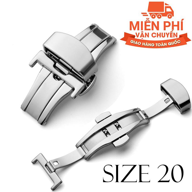 Khóa bướm thép không gỉ dùng cho dây da SIZE 20mm (trắng)