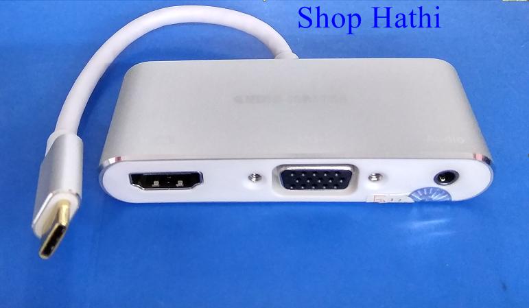 Cáp chuyển usb type-c sang hdmi, vga+audio, usb 2.0 king-master ky-v011s