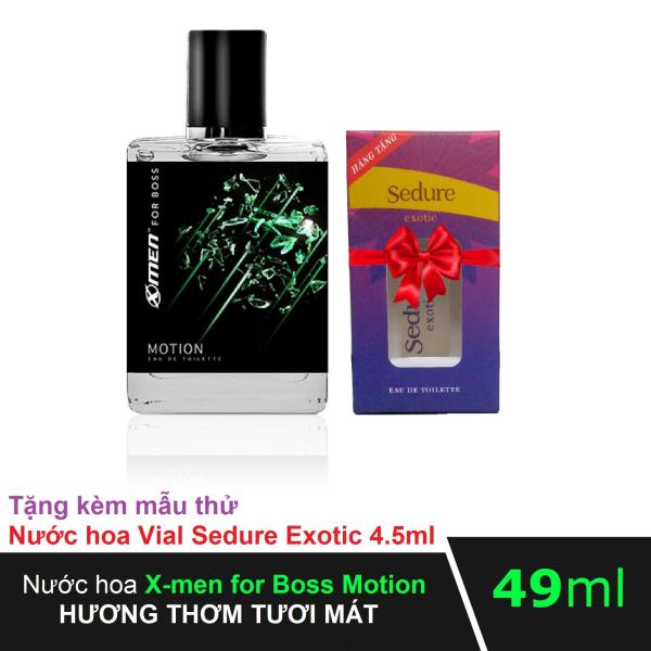 Nước hoa Xmen for Boss Motion 49ml tặng kèm Nước hoa Vial Nữ Sedure Exotic 4.5ml hương thơm tươi mát tinh tế cho cặp đôi