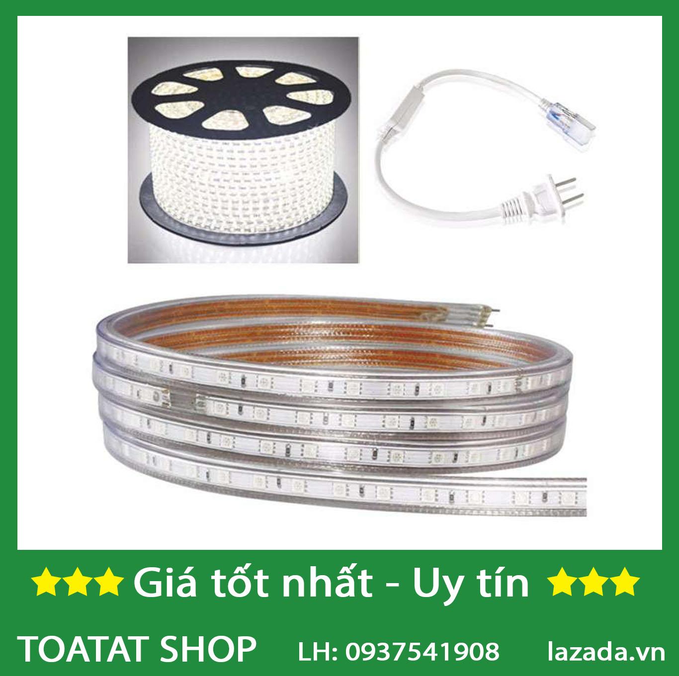 Bộ 50 mét đèn Led dây 5050/220V + Tặng 1 đầu nối dây nguồn