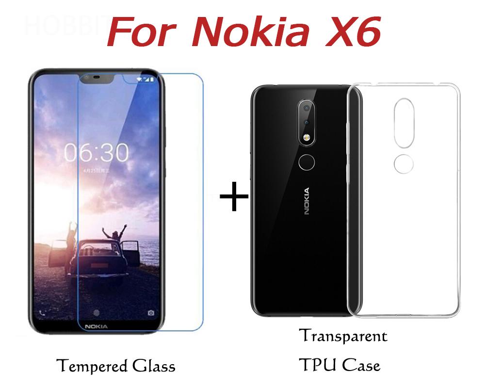 Bộ ốp silicon + kính cường lực trắng trong Nokia X6