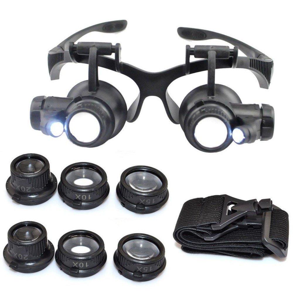 Kính lúp đeo mắt khoảng cách xem vật 5mm-15mm phóng to vật 10x 15x 20x 25x