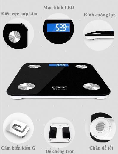 Cân điện tử thông minh kiểm tra phân tích 8 chỉ số kết nối bluetooth
