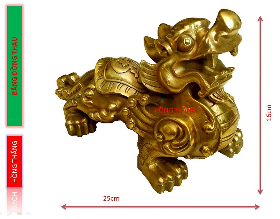Tượng Tỳ Hưu Như Ý đồng vàng - Chất liệu bằng đồng thau dài 25cm -Linh vật phong thuỷ tài lộc và hóa giải sát khí