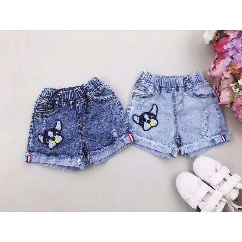 Quần sort jean bé gái hình chú cún đáng iu 18-34kg