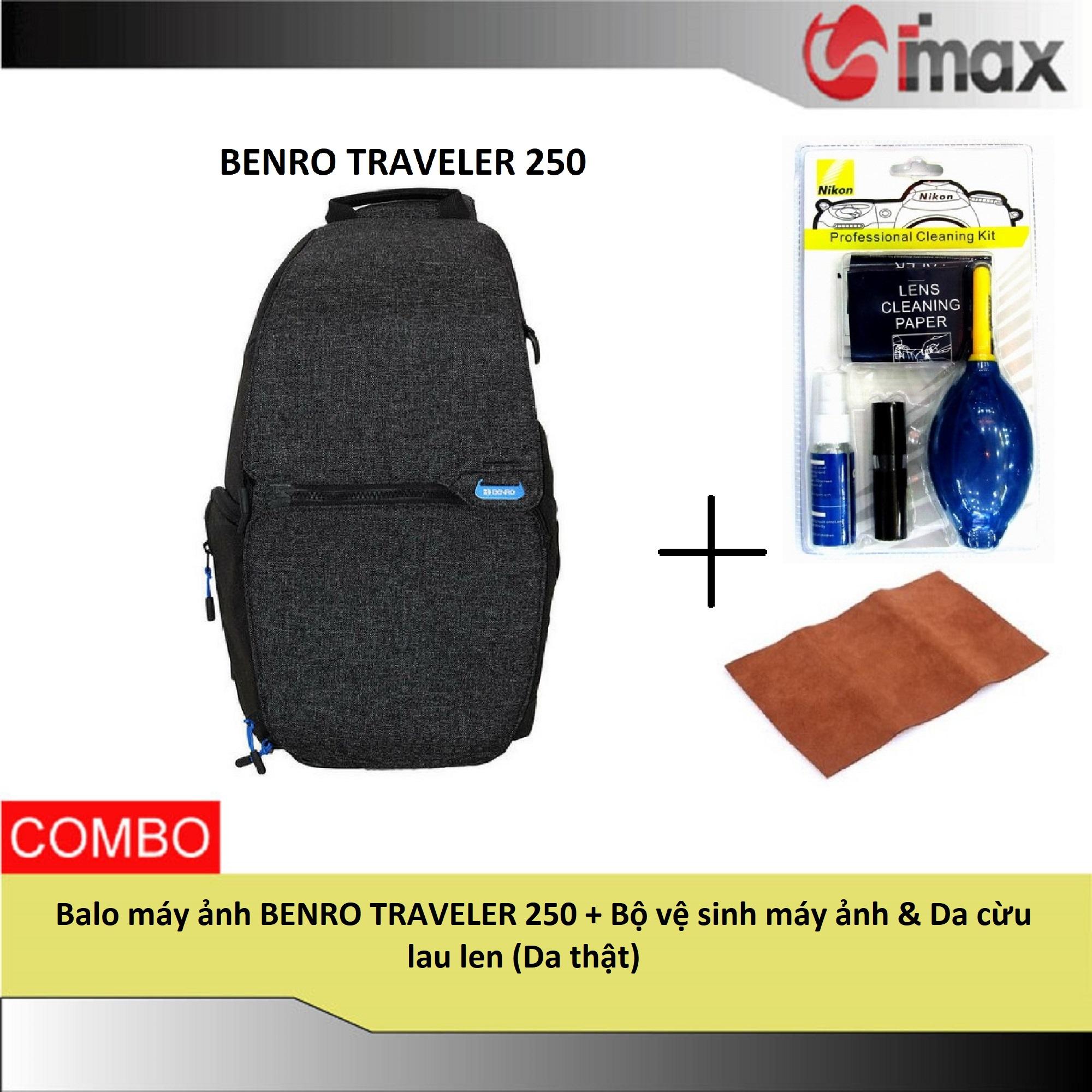 Balo máy ảnh balo benro traveler 250 + bộ vệ sinh máy ảnh & da cừu lau len