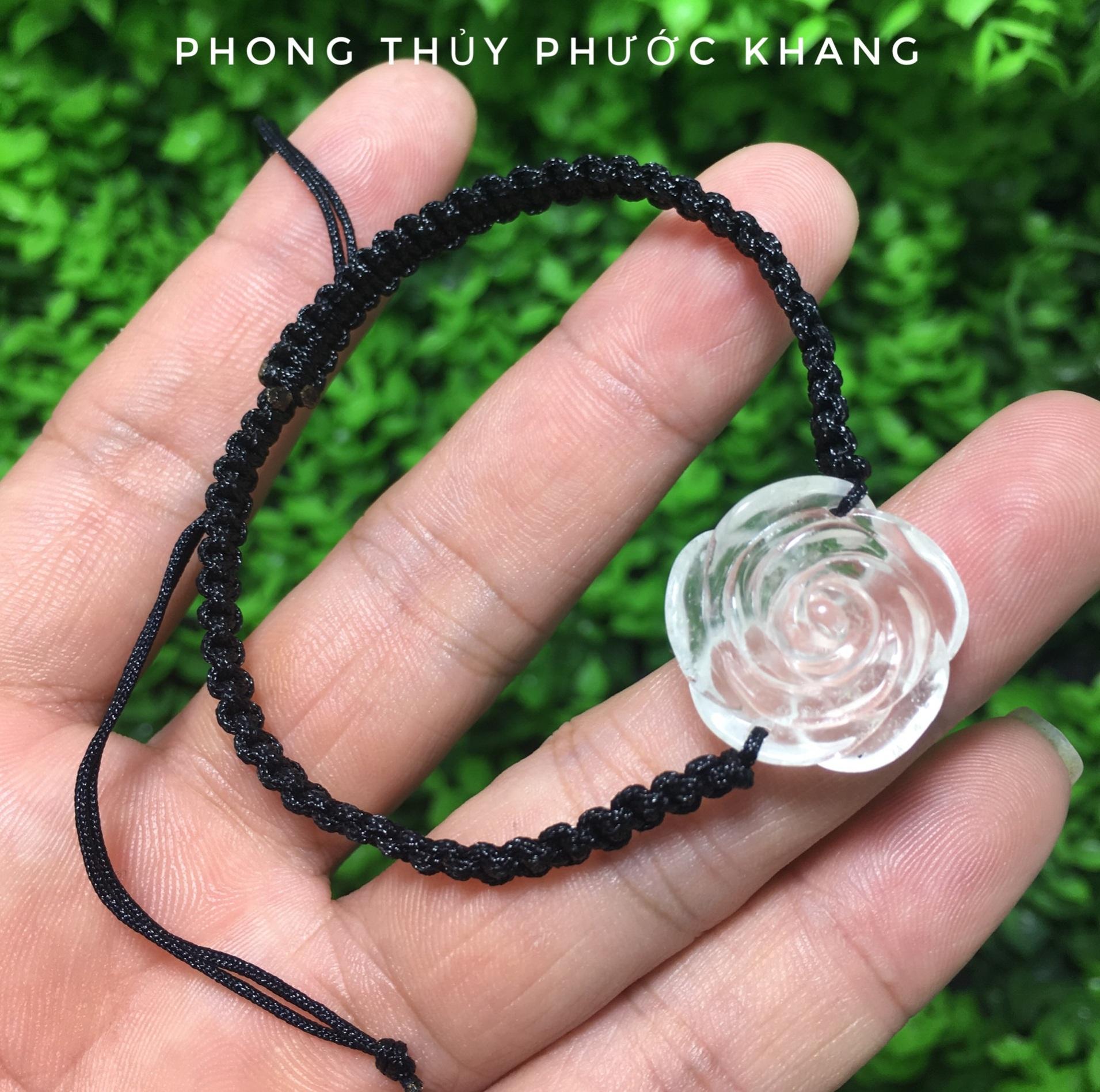 Vòng tay hoa mẫu đơn thạch anh trắng