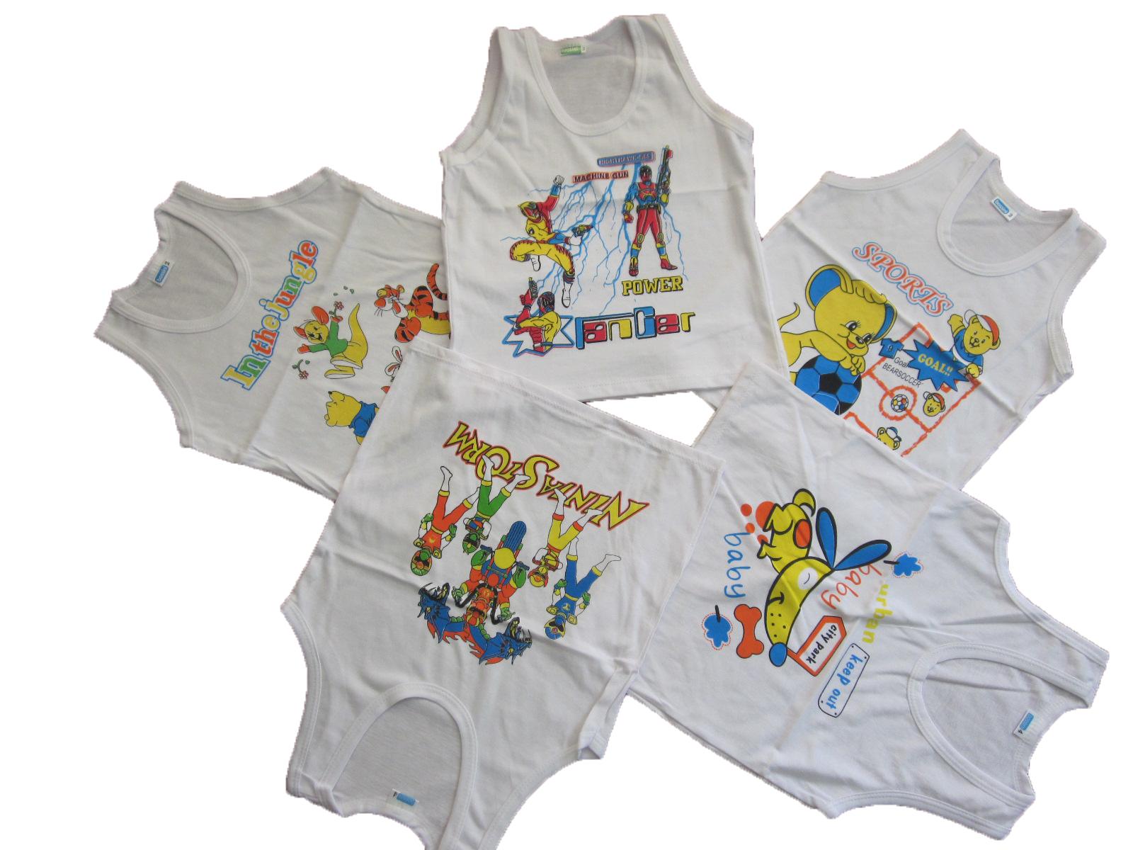 Combo 5 ÁO Ba lỗ trắng COTTON bé trai