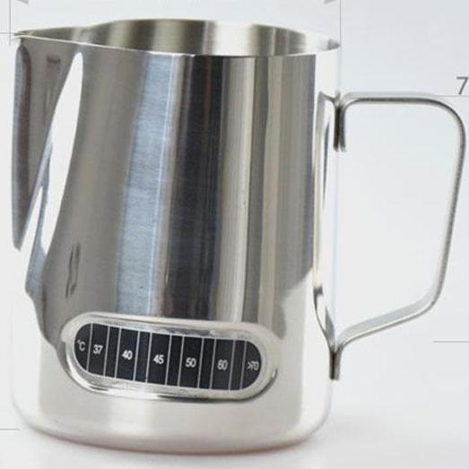 Ca inox đánh và rót sữa pha capuchino, latte 600ml kèm nhiệt kế
