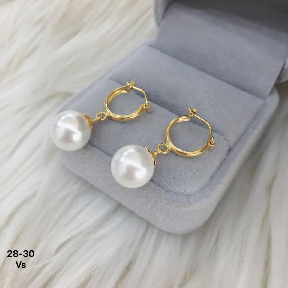 Bông tai ngọc trai vàng tây 10k có bảo hành