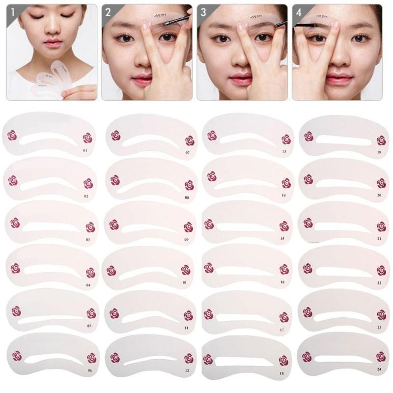 Bộ 24 Khuôn Kẻ Chân Mày Tiện Lợi